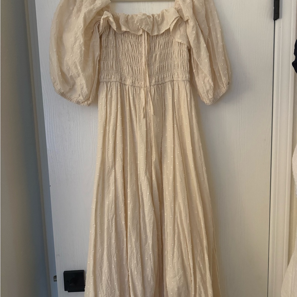 Amazon Cream Off-Shoulder Midi Dress